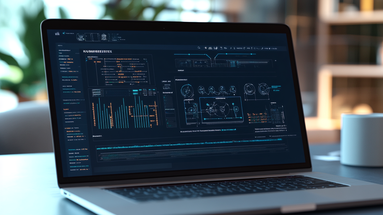 Close-up of laptop screen showing Kubernetes readiness and liveness probe configs with service mesh and load balancing diagrams.